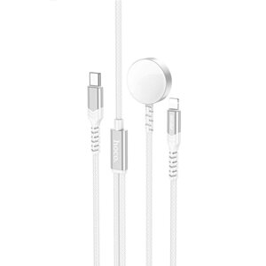 Бездротовий зарядний пристрій HOCO CW54 2-in-1 charging cable iP+iWatch White