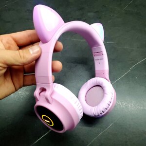 Бездротові Bluetooth-навушники котячі вушка Навушники Hoco W27 Cat ear headphones з мікрофоном рожеві