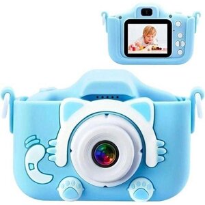 Дитячий фотоапарат із селфі камерою та відеозніманням і 3 гри в меню ET015 Cat blue Синій