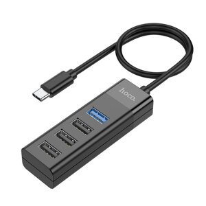 Кабель-перехiдник HOCO HB25 Easy mix 4-in-1 converter (Type-C to USB3.0+USB2.0*3) Black