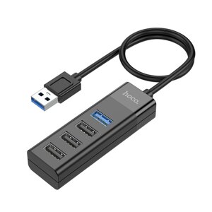 Кабель-перехiдник HOCO HB25 Easy mix 4-in-1 converter (USB to USB3.0+USB2.0*3) Black