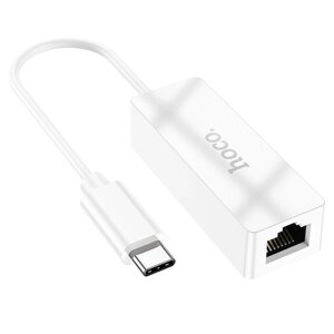 Кабель-перехiдник HOCO UA22 Acquire Type-C ethernet adapter (100 Mbps) White