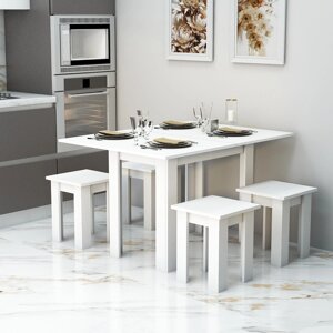 Кухонний стіл Обідній стіл "Кухонний" 900*600*750 мм білий із табуретками