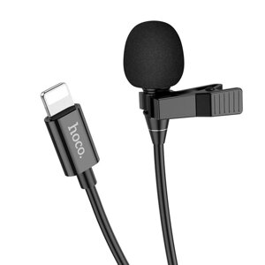 Мікрофон-петличка для стріму HOCO L14 iP Lavalier microphone Black підключається за допомогою Lightning