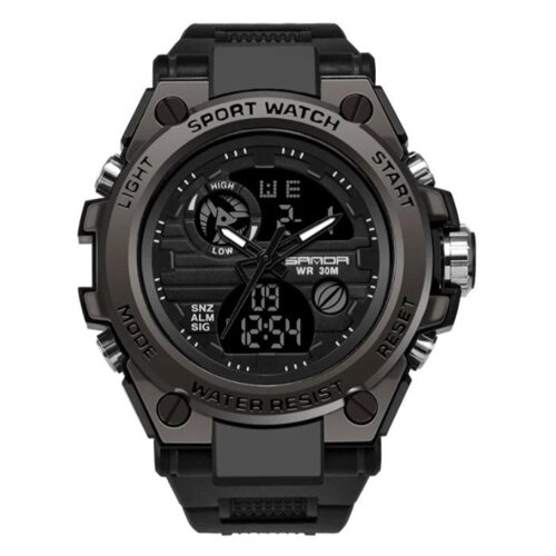Чоловічий спортивний наручний годинник протиударний водостійкий SANDA чорний