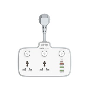 Мережевий подовжувач LDNIO SC2413 2 universal ports /1 PD/1 QC/2 auto ID