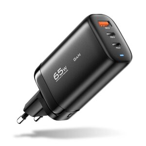 Мережевий зарядний пристрій Essager Shining 65W GaN Travelling Charger 2 Type-c+USB-A EU black (ECT2CA-MYB01)