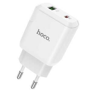 Мережевий зарядний пристрій HOCO N5 Favor dual port PD20W+QC3.0 charger White