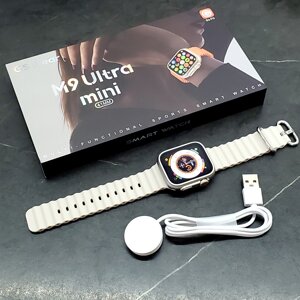 Смарт-годинник Smart Watch M9 Ultra Mini 41 mm укр меню з функцією дзвінка Титановий титановий з жовтогарячим