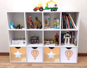 Стелаж для іграшок та книг на 12 осередків для дитячої кімнати