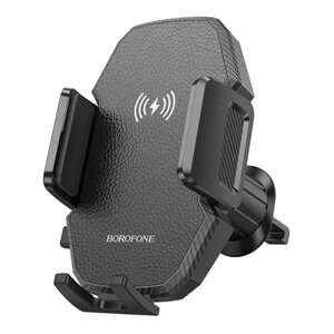 Тримач для мобiльного з БЗП BOROFONE BH213 Adelante wireless fast charging car holder (air outlet) Black