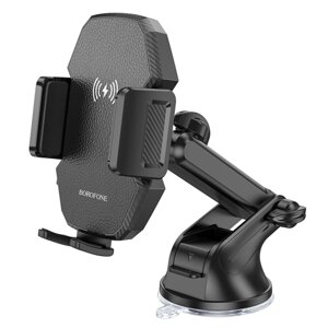 Тримач для мобiльного з БЗП BOROFONE BH214 Adelante wireless fast charging car holder (center console) Black