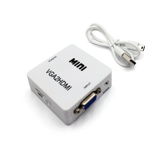 Конвертер VGA to HDMI + AUDIO 3,5 з живленням, перехідник MINI VGA2HDMI зі звуком