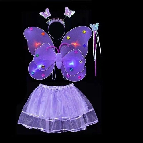 Карнавальний наряд крила зі спідницею світиться Метелик 9083 фіолетовий