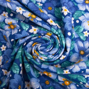 Тканина дитяча фланель квіти блакитні