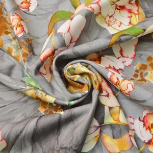 Тканина костюмна Fendi принт сіра тюльпані, Квітковий