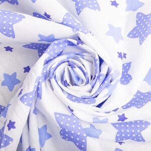 Тканина ситець дитячий Зірочки на білому фіолет