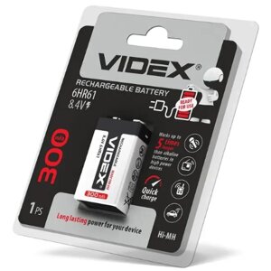 Акумулятор 9V/6HR61 NiMh 300mAh (бл-1шт) Videx