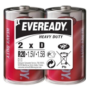 Батарейка сольова D/R20 (пл-2шт) Eveready