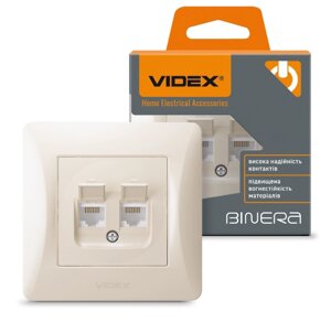 BINERA крем Розетка внутрішня 2-а CAT6+CAT6 комп'ютерна Videx