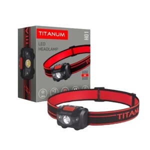 Ліхтарик LED налобний 100Lm 6500К 3*AAA червоний/чорний TLF-H01 Titanum