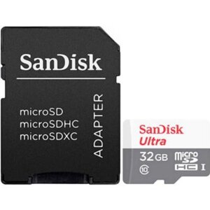 Карта пам'яті microSDHC 32Гб Class 10 (UHS-1) 100Мб/с SanDisk Ultra + adapter SD