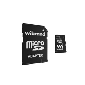 Карта пам'яті microSDHC 4Гб Сlass 4 Wibrand + adapter SD