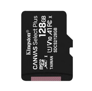 Карта пам'яті microSDXC 128Гб Class 10 (UHS-1) 100Мб/с Kingston Canvas Select Plus + adapter SD