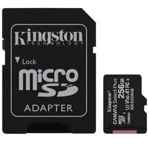 Карта пам'яті microSDXC 256Гб Class 10 (UHS-1) 100Мб/с Kingston Canvas Select Plus + adapter SD