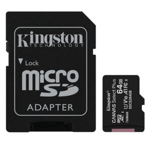 Карта пам'яті microSDXC 64Гб Class 10 (UHS-1) 100Мб/с Kingston Canvas Select Plus + adapter SD