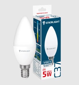 Лампа LED C37 5W E14 4100 к 175-275V enerlight