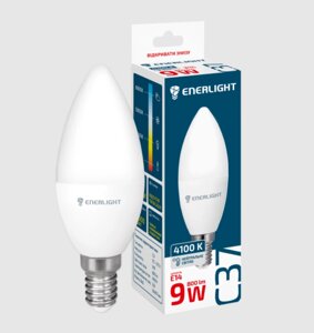 Лампа LED C37 9W E14 4100к 175-275V enerlight