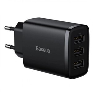 Зарядний пристрій мережевий 3USB 17W чорний BASEUS CCXJ020101