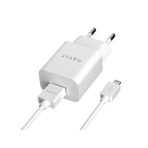 Зарядний пристрій мережевий USB + кабель Lightning 2,0A білий Havit HV-ST112