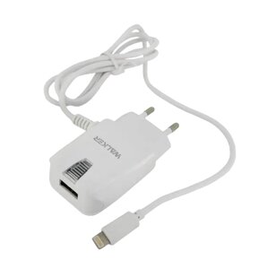 Зарядний пристрій мережевий USB + кабель Lightning 2,0A білий WALKER WH-23