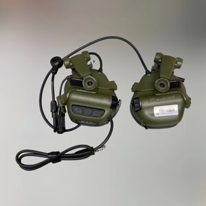 Навушники тактичні Earmor M32X Mark3, активні, з кріпленням на шолом і знімним мікрофоном, колір Олива