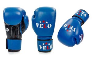 Рукавиці боксерські професійні AIBA VELO 2081 шкіряні (р-р 10-12oz, синій)