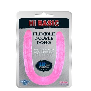 Подвійний малиновий фалос Jelly Flexible Double Dong