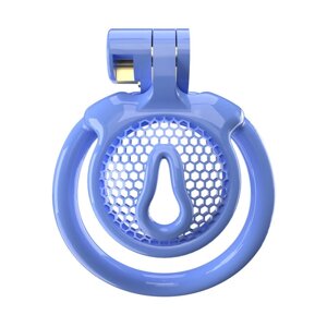 Чоловічий пояс вірності 3D Mini Chastity Cage ZX-1Z Flat Ring Arc-shaped ring Blue