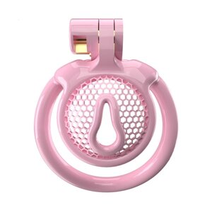 Чоловічий пояс вірності 3D Mini Chastity Cage ZX-1Z Flat Ring Arc-shaped ring Pink