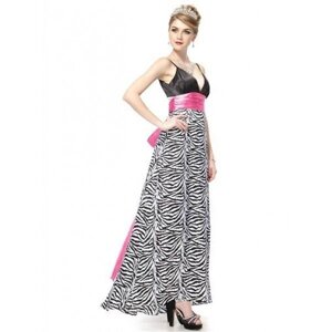 Сукня зебра чорно-біла з довгим рожевим бантом