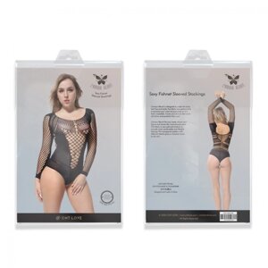 Сексуальне боді Sexy Fishnet Sleeved Stockings Black