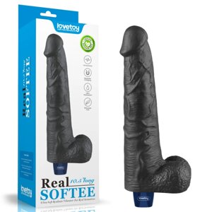 Вібратор мультишвидкісний Real Softee Rechargeable Vibrating Dildo Black 10.5