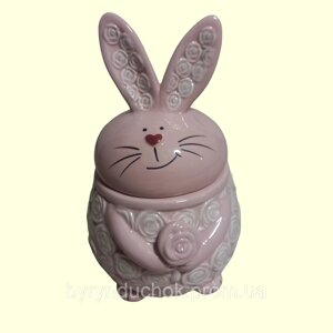 Цукорниця у великодньому декорі "Романтичний кролик", об'єм 1,1 л, висота 23 см.
