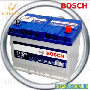 Акумулятор 70Ah-12v BOSCH (Бош) 630A S4 (R+правий) 260x173x225 B13 (пуск)