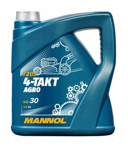 Моторна олива для 4-х тактних двигунів генераторів MANNOL 4-Takt Agro SAE 30 SG 4л. (MN7203-4)