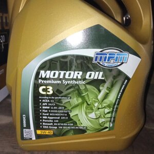 Моторна олива MPM Motoroil 5W-40 Premium Synthetic C3 5л. (MB 229.31 / 229.51)