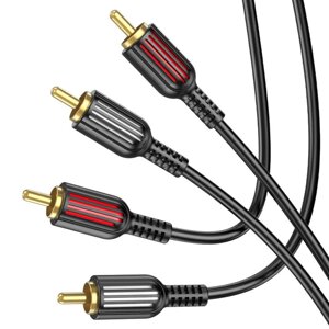 Аудіо-кабель BOROFONE BL13 2RCA red and white double lotus audio cable Black