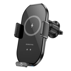 Тримач для мобільного з БЗП BOROFONE BH205 Rusher infrared wireless fast charging car holder (air outlet) Black