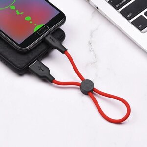 Кабель HOCO X21 Plus USB to Micro 2.4A, 0.25m, silicone, silicone connectors, Black+Red